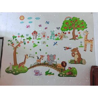 Decal dán tường cho bé chú cá voi xanh, hình decal dán sticker cá