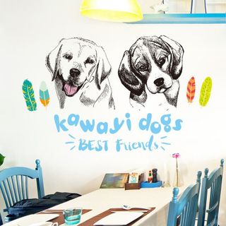Decal dán tường 3D kawayi dogs best friends XL7228 giá sỉ