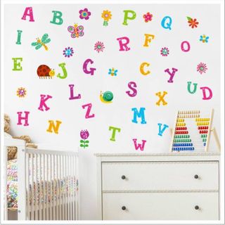 Tranh decal, đề can dán tường cho bé trai - gái học bảng chữ cái, hình sticker dán tường bảng chữ cái cho bé học