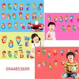 Tranh decal, đề can dán tường cho bé trai - gái học bảng chữ cái, hình sticker dán tường bảng chữ cái cho bé học