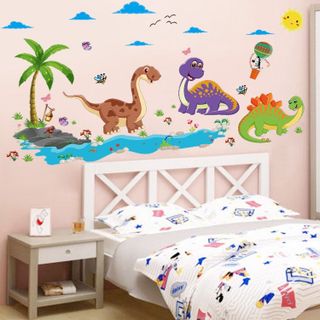 Tranh dán tường cho bé, đề can dán tường khủng long cho bé, hình dán sticker khủng long cho bé trang trí phòng