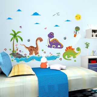 Tranh dán tường cho bé, đề can dán tường khủng long cho bé, hình dán sticker khủng long cho bé trang trí phòng