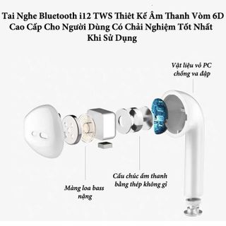 [Mã ELHACE giảm 4% đơn 300K] Tai nghe bluetooth 5.0 cảm ứng chạm âm thanh nổi, tai nghe không dây i12 tws