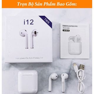 [Mã ELHACE giảm 4% đơn 300K] Tai nghe bluetooth 5.0 cảm ứng chạm âm thanh nổi, tai nghe không dây i12 tws