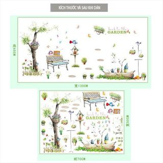 Tranh dán tường, đề can dán tường cho bé trang trí phòng khu vườn cổ tích XL7093, hình sticker dán tường cho bé