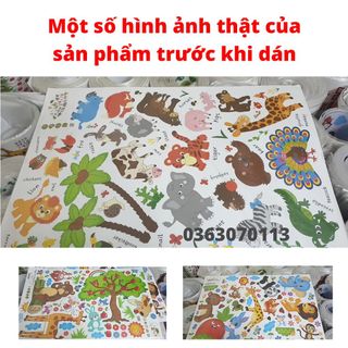 Đề can dán tường cho bé các con vật tiếng anh cho bé học,tranh hình sticker động vật cho bé học