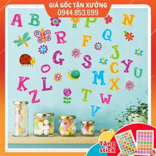 Decal dán tường cho bé học bảng chữ cái cho bé Mẫu Mới, tranh đề can sticker dán tường cho bé học