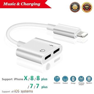 Jack Chia Cổng IPFREESHIPGiắc Chuyển Đổi 2 Cổng Vừa Sạc Vừa Cắm Tai Nghe Ổn Định Cho Các Dòng ip