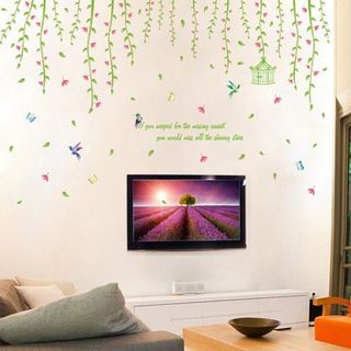 Tranh decal dán tường Hàn Quốc, đề can dán tường phòng ngủ dàn hoa leo, hình dán tường trang trí phòng ngủ XL8260