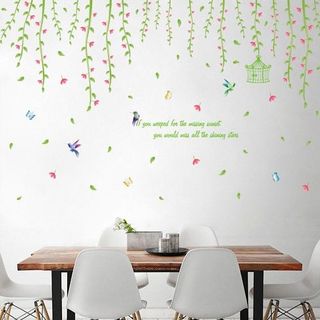 Tranh decal dán tường Hàn Quốc, đề can dán tường phòng ngủ dàn hoa leo, hình dán tường trang trí phòng ngủ XL8260