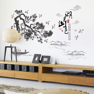 Đề can dán tường Hàn Quốc nghệ thuật khung cảnh sơn thủy SL1929, tranh dán tường Hàn Quốc giá sỉ