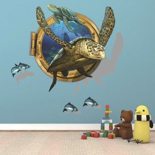 Decal dán tường 3D chú rùa biển đáng yêu cho bé DLX0793 giá sỉ