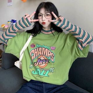 Áo unisex tay lỡ form rộng Champs