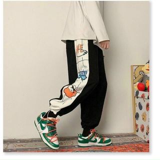 Quần jogger thun da cá logo in không bông tróc