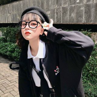 Áo khoác bomber nỉ nút logo in bloomy