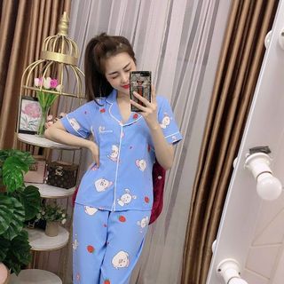 Bộ mặc nhà đi ngủ lụa mềm mịn form dưới 62kg
