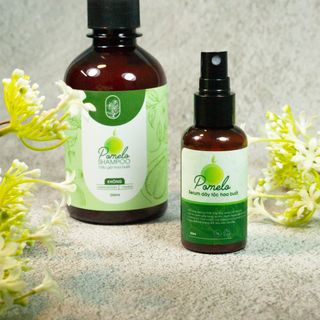 BỘ ĐÔI GIẢM GÃY RỤNG, DÀY MƯỢT TÓC - DẦU GỘI HOA BƯỞI GIẢM GÃY RỤNG TÓC 250ML VÀ SERUM DÀY TÓC HOA BƯỞI 50ML - POMELO