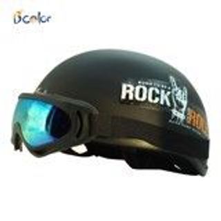 Mũ Bảo Hiểm Nửa Đầu B'color Màu Đen Có Chữ Rock Roll Kính UV, Bán sỉ - Giá bán buôn