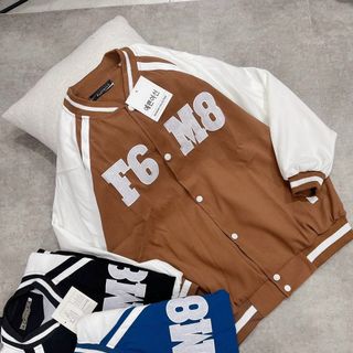 Áo khoác da lộn bomber 2 lớp lót dù logo thêu F6M8