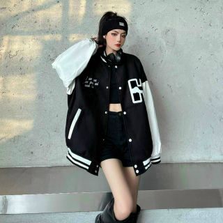 Áo khoác dù bomber nút bấm logo in đám mây