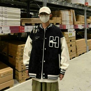 Áo khoác dù bomber nút bấm logo in đám mây