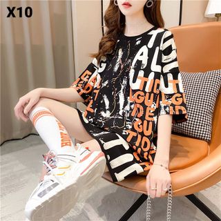 Áo thun, áo phông tay lỡ, kiểu giấu quần, phong cách Hàn Quốc, duy nhất trên TTS