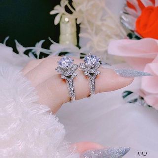 nhẫn bạc hoa hồng sang chảnh