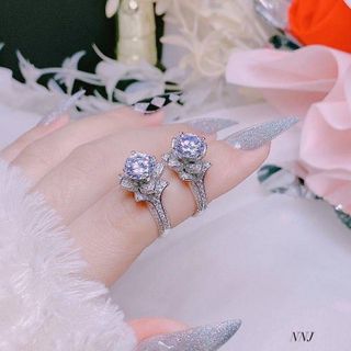 nhẫn bạc hoa hồng sang chảnh