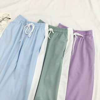 Quần ống rộng chất da cá chạy 1 sọc phối sườn form dưới 70kg