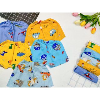 Quần chục cho bé trai. SET 10 quần đùi chất lanh lụa in tràn siêu mềm mát, dành cho bé từ 3-17kg Sally Baby SL0052 giá sỉ