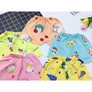Quần chục cho bé gái. SET 10 quần đùi lanh lụa in tràn siêu mềm mát cho bé từ 4-17kg Sally Baby SL0047