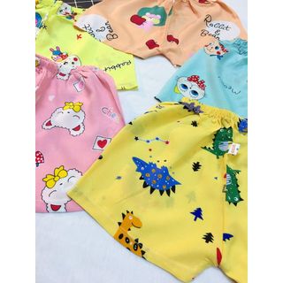 Quần chục cho bé gái. SET 10 quần đùi lanh lụa in tràn siêu mềm mát cho bé từ 4-17kg Sally Baby SL0047