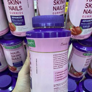 Kẹo dẻo Hair, Skin & Nails Gummies (230 viên) (mới) (vị dâu) (6000mcg Biotin)