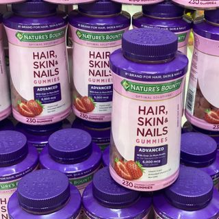 Kẹo dẻo Hair, Skin & Nails Gummies (230 viên) (mới) (vị dâu) (6000mcg Biotin)