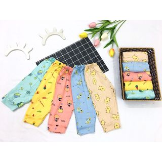 Quần chục dài cho bé. SET 10 quần dài bo gấu KWOO chất thun lạnh in hình siêu cute, mềm mát, co giãn tốt cho bé. giá sỉ