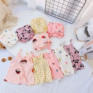 Quần áo bé gái . SET 2 bộ 2 dây chất xô muslin mềm mát và an toàn cho da bé từ 0-15kg Sally Baby SL0055 giá sỉ