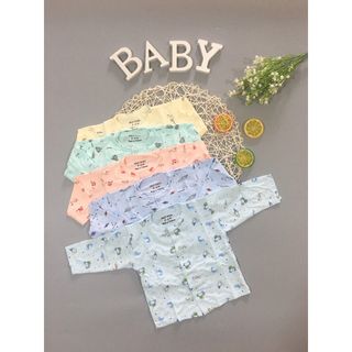 Quần áo trẻ em. SET 5 áo sơ sinh dài tay cúc giữa, chất Petit mềm mịn, mát và co giãn tốt từ 3-9kg Sally Baby SL0069 giá sỉ