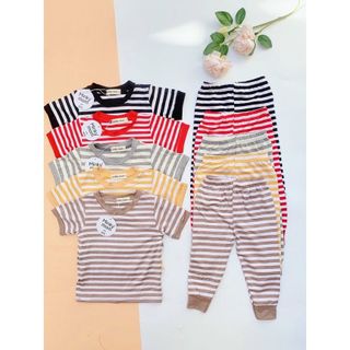 Bộ kẻ Minky Mom áo cộc quần dài chất thun cotton dày dặn, mát mẻ, thấm hút mồ hôi tốt cho bé SALLY BABY SL0058 giá sỉ