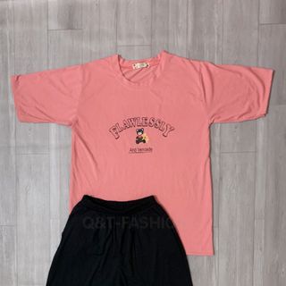 Sét bộ nữ ,đồ bộ lững ngố nữ thun coton sufa,áo phom rộng phối quần đen ,thời trang xuân hè BL15-HỒNG PHẤN