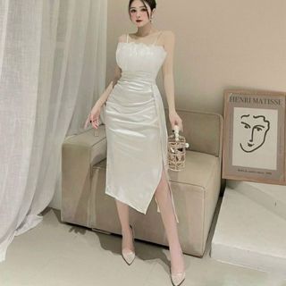 ĐẦM TRẮNG 2S XẾP LY NGỰC PHỒNG XẺ ĐÙI