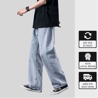 Quần jean nam baggy kiểu ống rộng dáng suông chất bò QDJ07