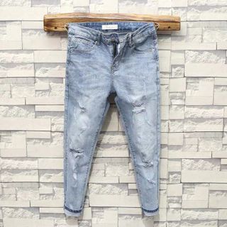 Quần Jean nam xanh rách đùi và gối, form slim mẫu mới của ( có bigsize)