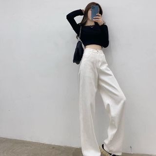 Quần Jean Nữ ống suông lưng Cao, Quần Bò Ống Rộng hàng cao cấp SUMYF