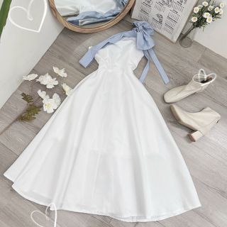 Maxi trắng xoè phối nơ siêu xinh