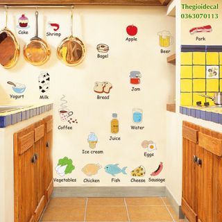 Decal dán tường cho bé trai gái học các con vật tiếng anh, tranh dán tường cho bé dạng sticker thú có tiếng anh