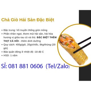 GÓI 20 CÁI CHẢ GIÒ (NEM RÁN) HẢI SẢN ĐẶC BIỆT - NHÂN ĐẦY, VỎ MỎNG, GÓI TRỌN YÊU THƯƠNG. GÓI 400GR