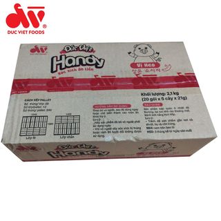 Thùng 20 gói Xúc Xích Tiệt Trùng Handy Đức Việt, Gói 5 cây x 21g. Xúc xích ăn liền, Đảm bảo ATVSTP