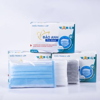 Khẩu Trang Y Tế 4 Lớp BẢO ANH PROMASK - Màu Trắng-Hộp 50 Cái