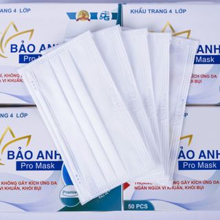 Khẩu Trang Y Tế 4 Lớp BẢO ANH PROMASK - Màu Trắng-Hộp 50 Cái
