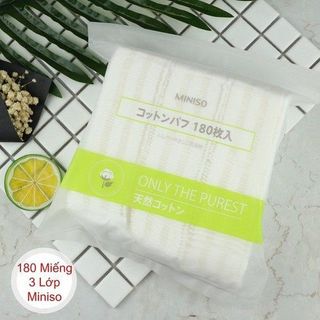 Bông tẩy trang Miniso Nhật Bản 180 miếng Thế Giới Khăn giá sỉ